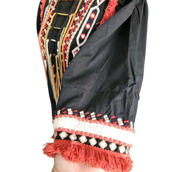 Rachel Zoe Bianca Mini Embroided Tassels Ethnic Boho Dress Size 4 - Picture 4 of 9
